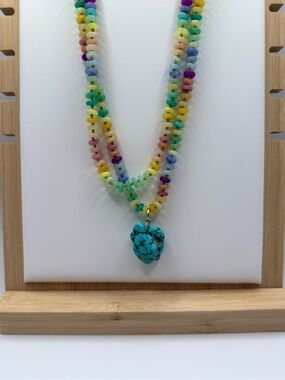 Anthropologie Multi Stone Necklaces with Turquoise Pendant